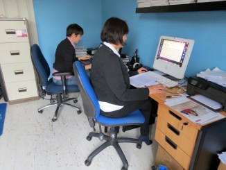 Ann and Katja working on the new Upstairs Downstairs Issue 84