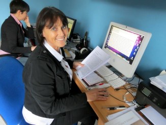 Ann working on the new Upstairs Downstairs Issue 84