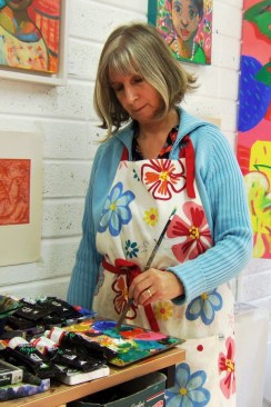 Marja van Kampen in her studio